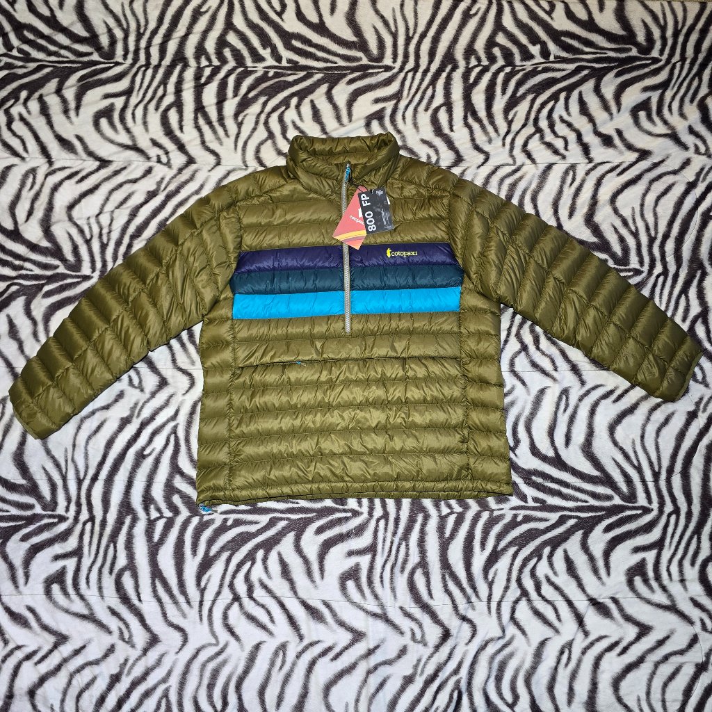 Cotopaxi Fuego 800 Fill Goose Down Pullover Size Mens Xxl Oak Stripes Green New